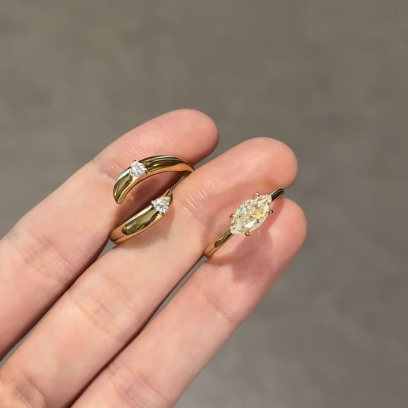 Unique Two-Wearing Wide-Wearing Horse Eye Diamond Ring Women's Fashion Ring New Niche Design Advanced Sense Stacked Ring_voghion.com
