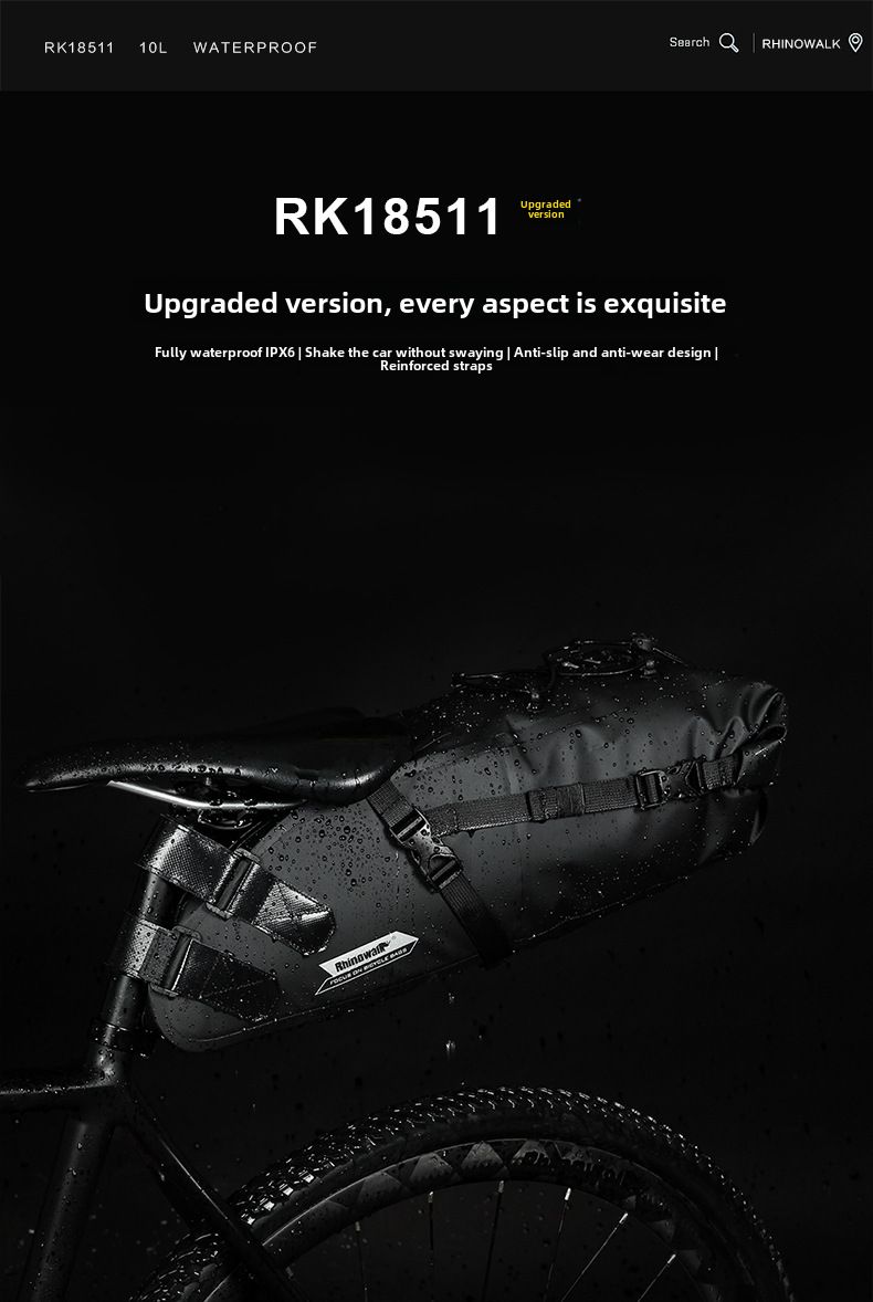RHINOWALK Rhino Täysi vedenpitävä polkupyörän satulan pyrstölaukku suuri kapasiteetti 10L maantiepyörä kevyt pitkän matkan ajo_voghion.com