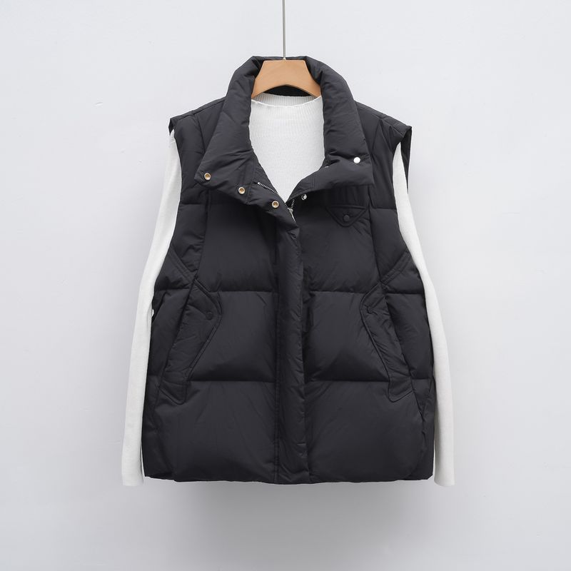 Pinghu Chixin Jacket National Standard 90 Autumn Winter New Women's Down Vest Sleeveless Tank Top Korean Loose Coat_voghion.com