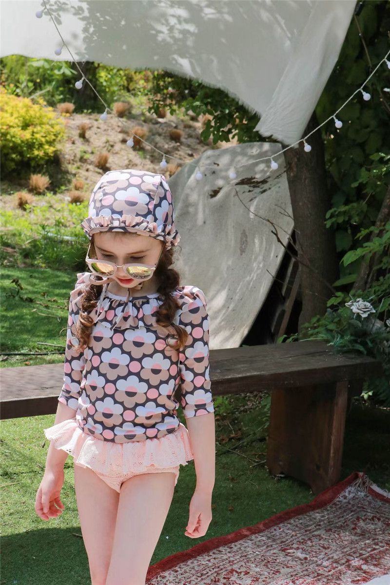 Vêtements pour bébéMaillot de bain pour enfants à manches longues avec protection solaire fendu mignon maillot de bain à fleurs princesse maillot de bain pour bébé vierge de petite et moyenne taille_voghion.com