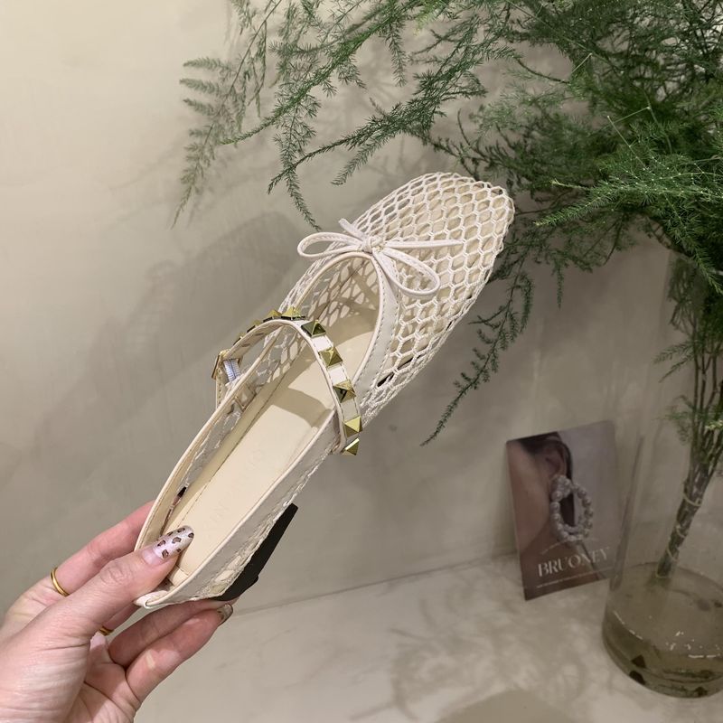 Lage hak Koreaanse stijl visnet geweven sandalen voor vrouwen 25 Zomer holle comfort niche strand Romeinse schoenen gesloten teen half_voghion.com