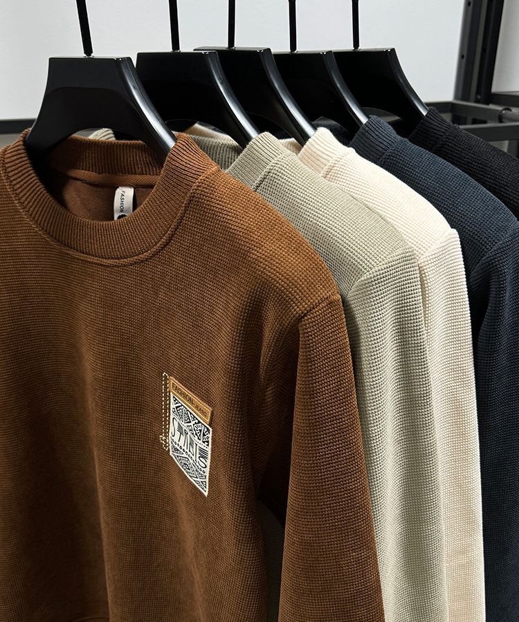 Premium Fleece-Lined Crewneck Sweatshirt For Men – Thickened Winter Thermal Base Layer With Brushed Polyester Interior, Classic Solid Color Pullover_voghion.com