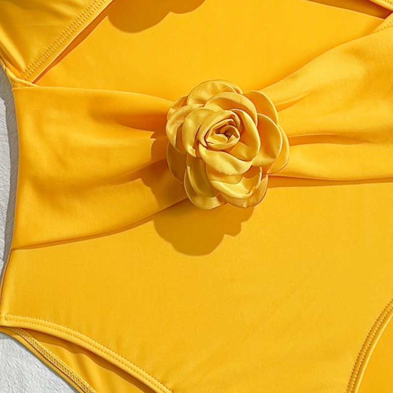 Maillot de bain une pièce à bretelles et cordon de serrage pour femme, couleur unie, style bikini_voghion.com