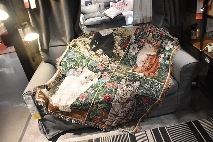 Katzen-Wandteppich, Freizeitdecke, Dekodecke, Haustierdecke, Stoffstrickdecke, Baumwolldecke, Sofadecke_voghion.com