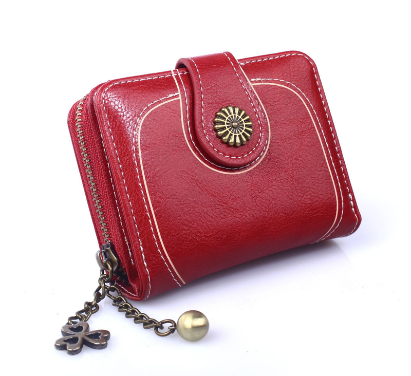 Kvinder Vintage Ws Smurt Læder Blomst Dame Lynlås Møntpung Kvinde Lille Clutch Pengetaske Kreditkortholder_voghion.com