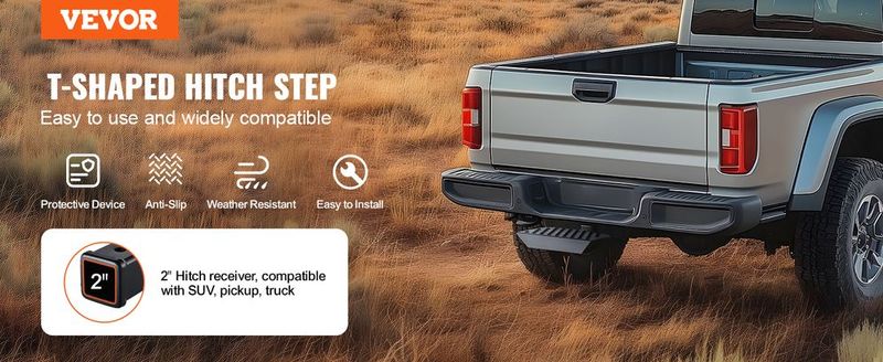 VEVOR Hitch Step For 2" Receiver Universal Trailer Tow Rear Bumper Guard Steel_voghion.com