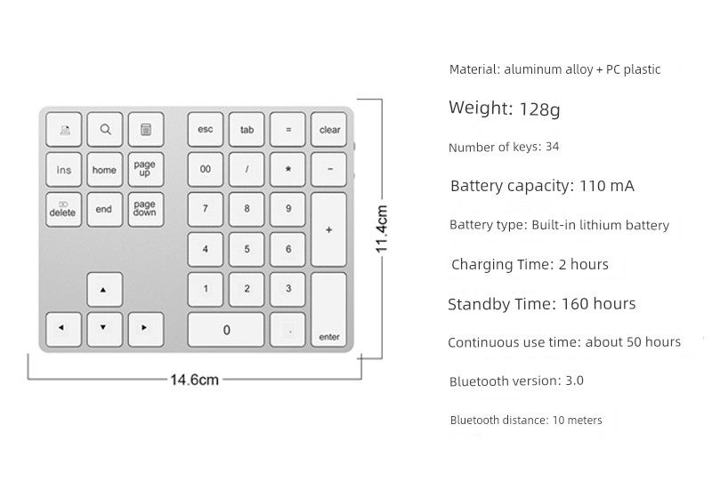 Bluetooth Numeric Keypad For Iphone Huawei Desktop And Notebook Computer Office Accounting Wireless Keyboard_voghion.com