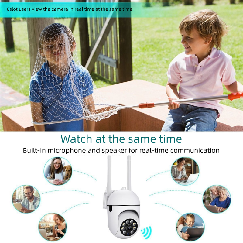 Telecamera WiFi wireless collegata al telefono cellulare, rotazione remota, monitor di rete intelligente per visione notturna HD per interni domestici_voghion.com