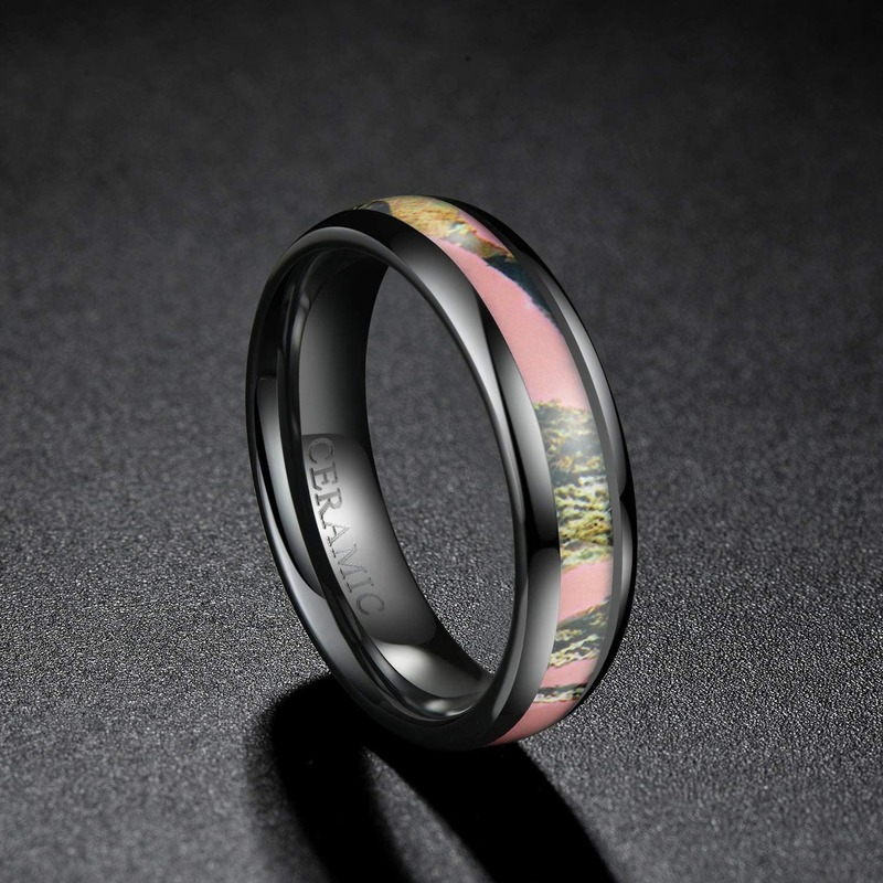 2025 New Arrivals Kolmnsta Ceramic In Black and White, with Color Painting Polished Beveled Edge Plating Wedding Ring for Couples_voghion.com