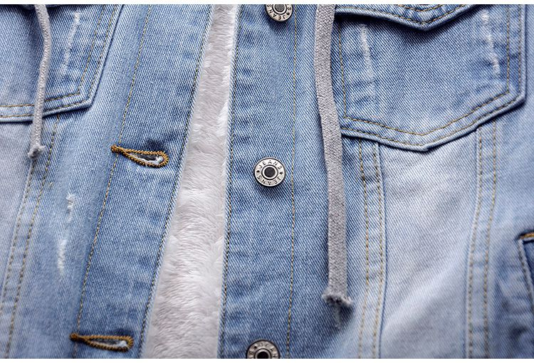 Women's denim jacket Denim fleece Coat Women's Jean chaquetas para mujeres_voghion.com