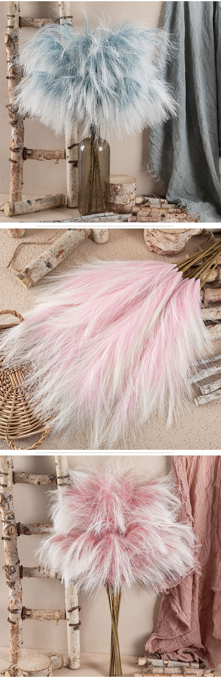 INS Stil Reed Pampas künstliche Blume Hersteller künstliche Blume grüne Pflanze Großhandel Hochzeit Dekoration Handwerk MW85001_voghion.com