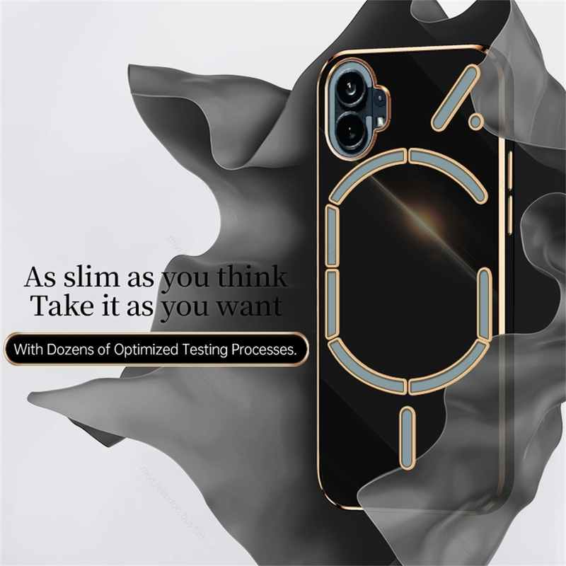 Luxe Vierkante Plating Gouden Frame Schokbestendige Case Voor Niets Telefoon 1 NothingPhone1 5G Camera Bescherm Cover Geen Ding Phon_voghion.com