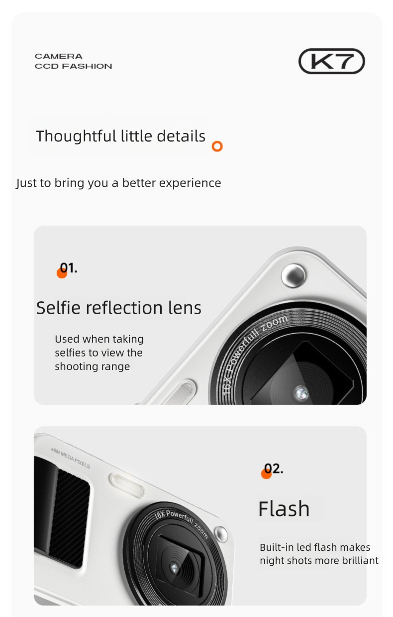 Cámara fotográfica digital HD tipo tarjeta CCD KACHI K7Pro para fiestas estudiantiles_voghion.com