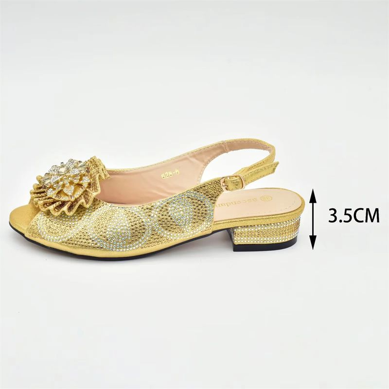 Women's low heeled sandals with evening bag matching drill button_voghion.com