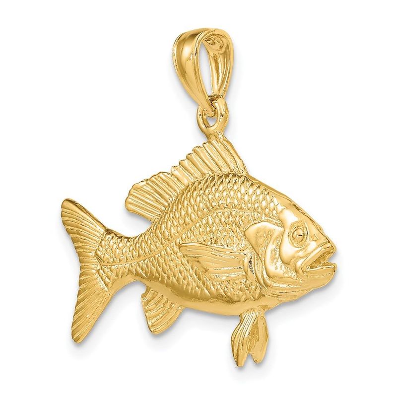 14K 3-D Textured Red Snapper Fish Charm_voghion.com