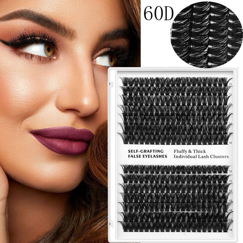 60D Hot Melt Fluffy False 14 Rows Natural Grafting Segmented Single Cluster Curling Eyelashes_voghion.com