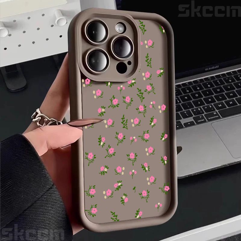 Niedliche kleine Blumenmuster-Silikon-Softphone-Hülle für iPhone 16 Pro Max 15 14 Plus 13 12 11 XS Max X XR 7 8 Plus 16E Cover_voghion.com