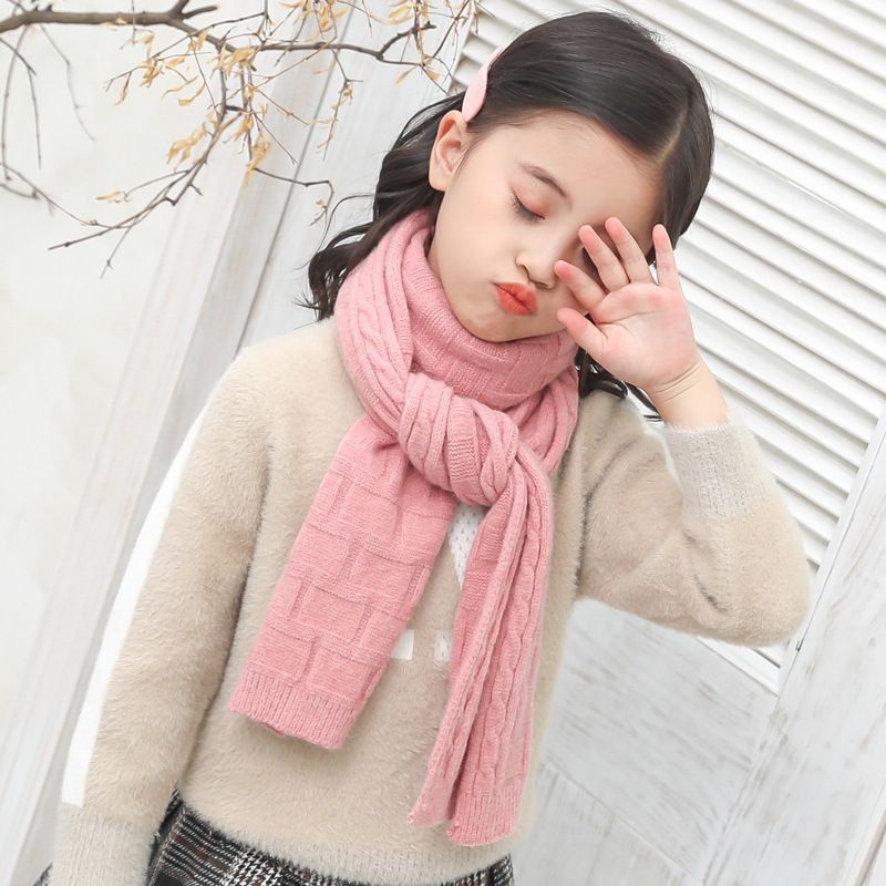 Girl boy's pure color Korean version scarf autumn winter, cute children's scarf, thickened and warm for 2-10 years old_voghion.com