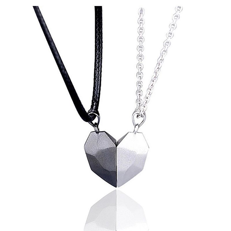 Collana magnetica a forma di cuore con ciondolo a forma di pietra dei desideri, con cuore spezzato e clavicola, per coppia, per donne_voghion.com