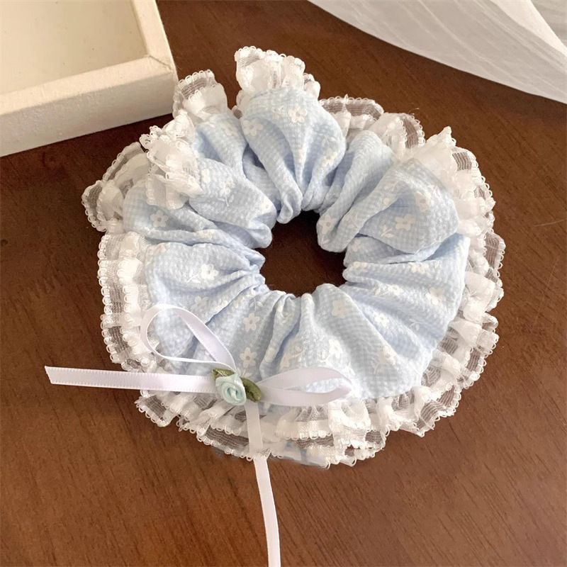 Cerchietto per capelli femminile con fiocco in pizzo fresco, piccolo e azzurro, con fiori, per intestino crasso, dolce coda di cavallo_voghion.com