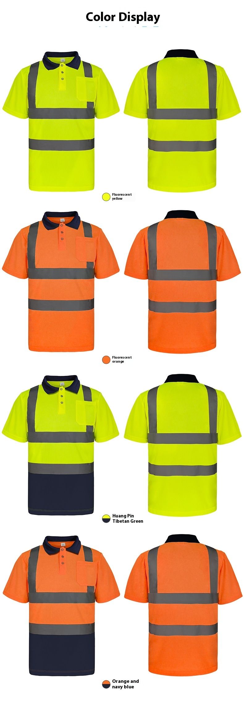 Reflekterende udendørs byggeprojekter, sommertøj, reflekterende poloshirts, korte ærmer_voghion.com