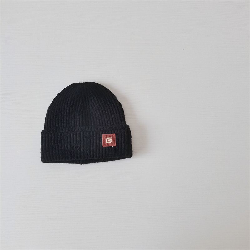 Børnehuer Strikket hue til børn efterår og vinter nyt uldgarn enkelt ensfarvet bogstav uldhue varm pullover hat_voghion.com
