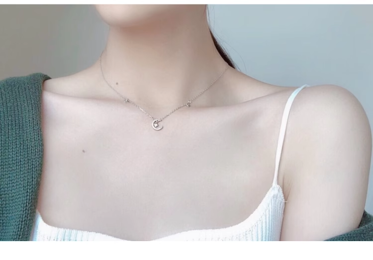 Sterling Silver Moon Necklace Accessories Women, Light Luxury, Niche, High-End Feel, New Style, Best Friend Birthday_voghion.com