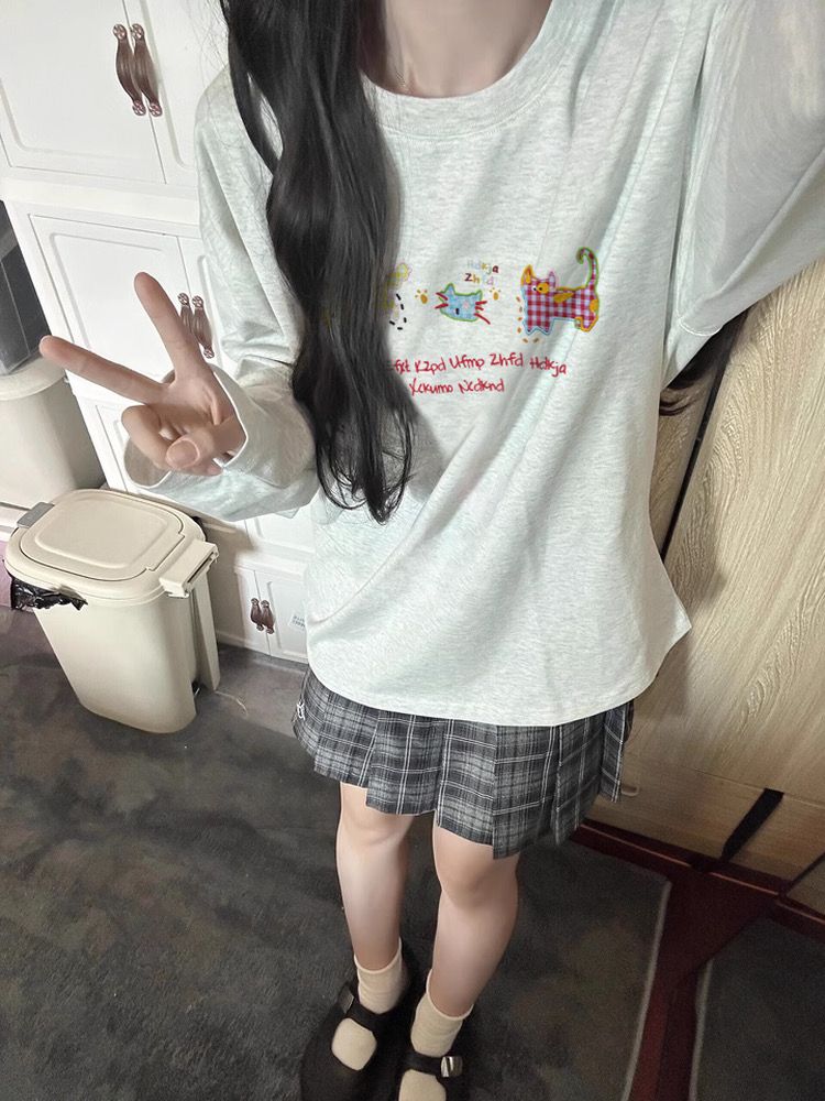100% Cotton Long Sleeve T-Shirt For Women Early Autumn New Style Regular Shoulder Design Sense Inner Layer Base Shirt_voghion.com