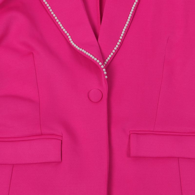Traje de dos piezas ajustado de manga larga con perlas para mujer_voghion.com