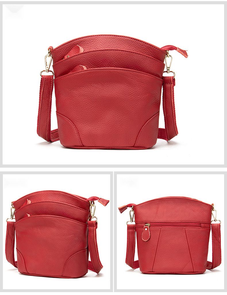 Borsa in pelle da donna, secchiello autunno e inverno, alla moda per mamme di mezza età, borsa a tracolla in pelle bovina con strato superiore_voghion.com