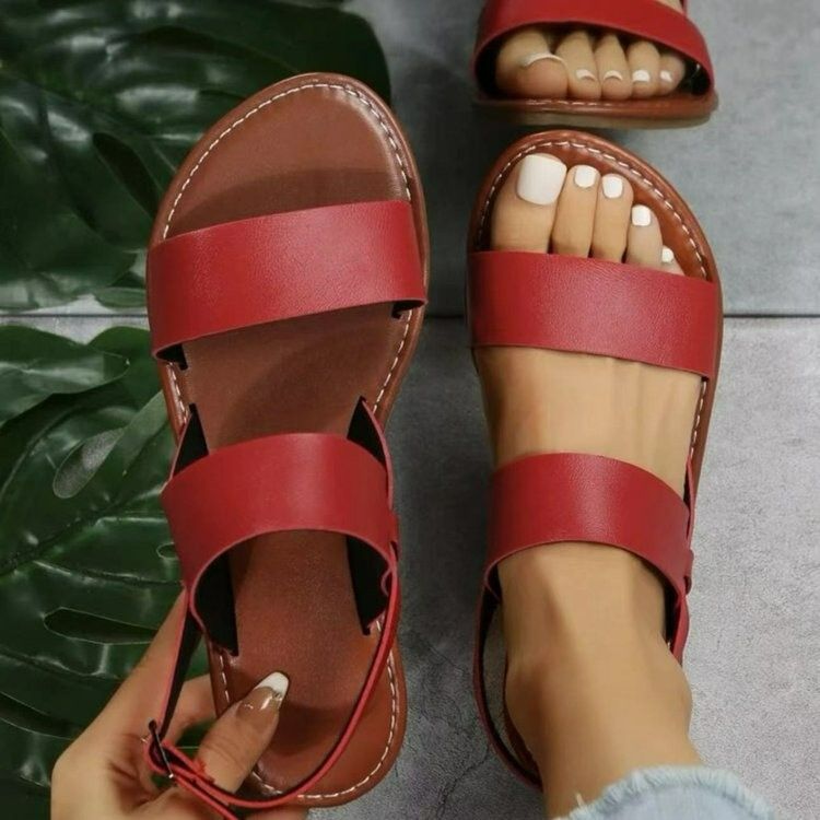 Roman summer new fashionable comfortable for external wear. Women's with ankle strap and round toe flat sole sandals in_voghion.com