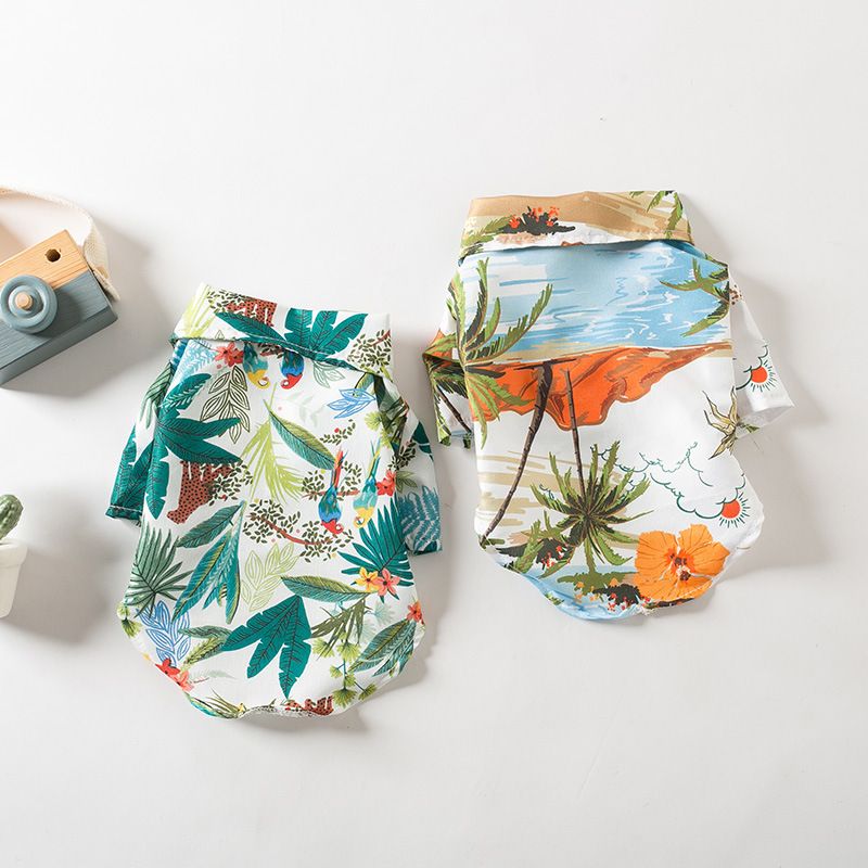 Nuova maglietta estiva per cani e gatti, sottile, orsacchiotto, barboncino, abbigliamento da spiaggia hawaiano_voghion.com