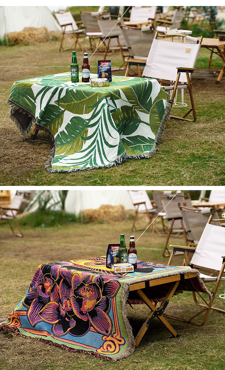 New Chinese Style Hibiscus Woven Blanket Single Sofa Cover Non-Slip Wear-Resistant Durable Washable_voghion.com