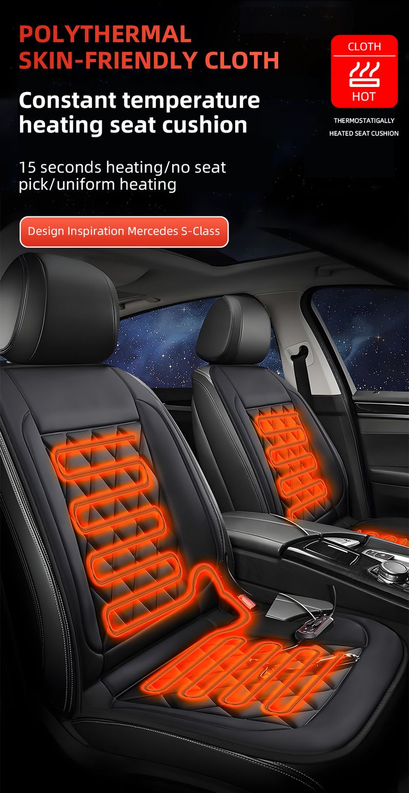 12V Cushion Covers Winter Seat Heater Car Accessories Heating Pads Universal Available In Black Red_voghion.com