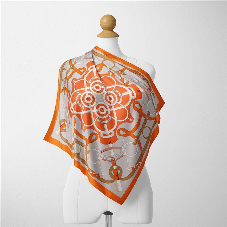 53 Small Square Belt Chain, Printed Silk New Professional Scarf, Satin Scarf_voghion.com