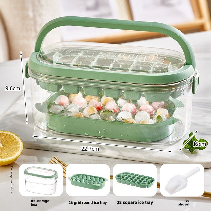 Ice Grid Ice Cube Mould Press Silicone Ice Grid Ice Hockey Plastic Portable Large Capacity Refrigerator Frozen Ice Cube Box Ice Box_voghion.com