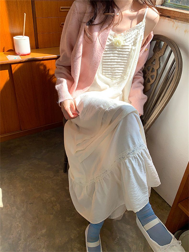 Cardigan lavorato a maglia con scollo rotondo e bottoni dorati, da donna, coreano, delicato, autunno 2024, casual, basico, giacca_voghion.com