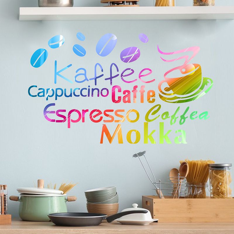 Colorful English coffee cup PVC N1231 restaurant kitchen decoration wall sticker_voghion.com