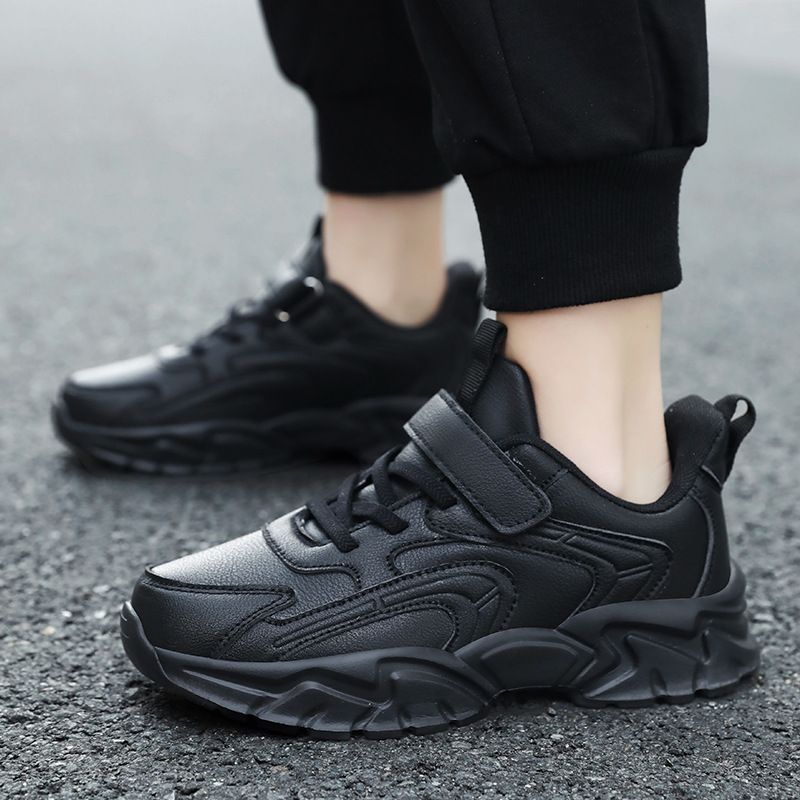 897 Four Seasons Performance Lightweight Sports Boys' Tennis Girls' Leather Children's White Shoes, Black Shoes_voghion.com