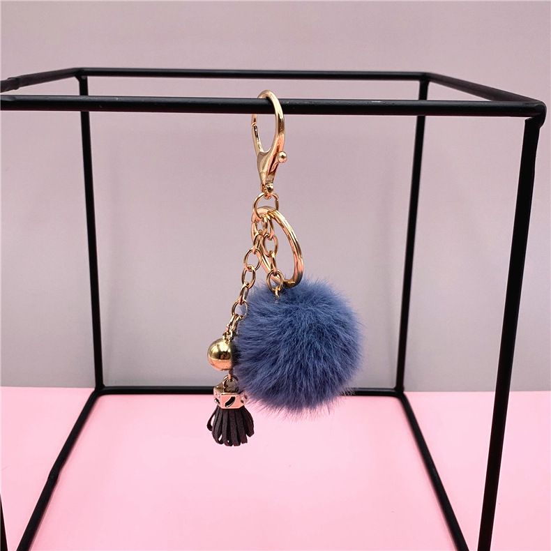 Taske Charm Kreativ nøglering Sød kvast Frugtfarve Pelsbold Bilnøglering Taske Vedhæng Plys lille gavetilbehør_voghion.com
