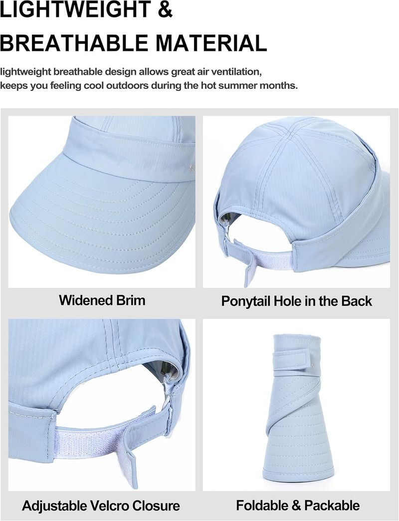 Sun Hats For Womens Wide Brim Visor UV Protection Dual Purpose Hat For Beach Summer Packable Cap_voghion.com