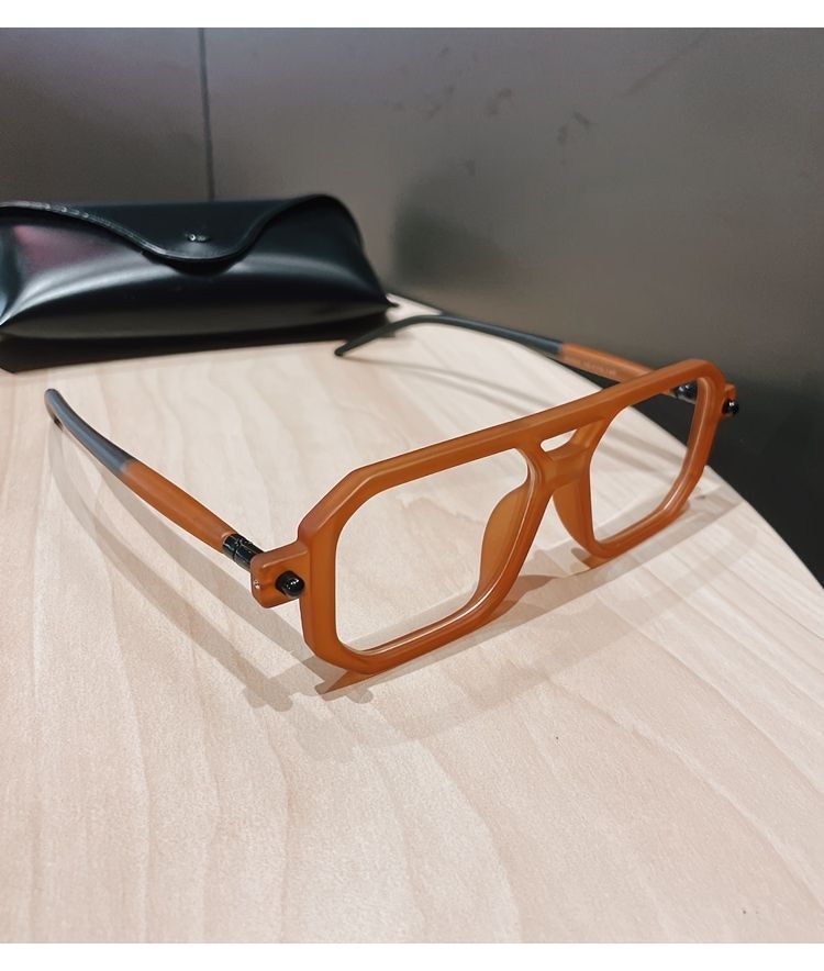 Trendy klassesch déck grouss Vintage Brëller mat duebele Brécken, Männer Fraen alldeeglech Schoulgeschäft Dekor, ideal_voghion.com