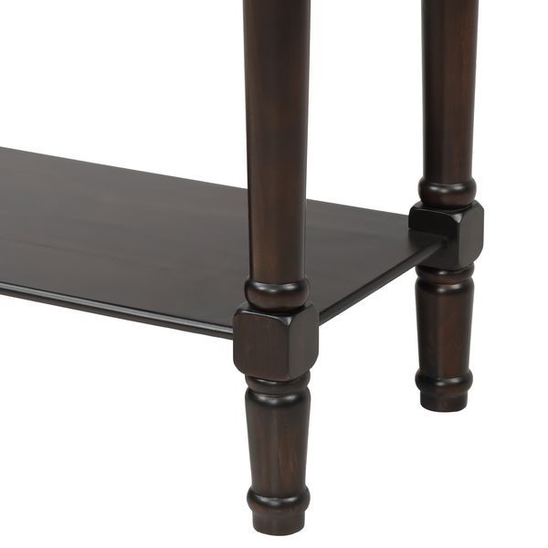 TREXM Narrow Console Table, Slim Sofa Table With Three Storage Drawers And Bottom Shelf For Living Room, Easy Assembly (Espresso)_voghion.com