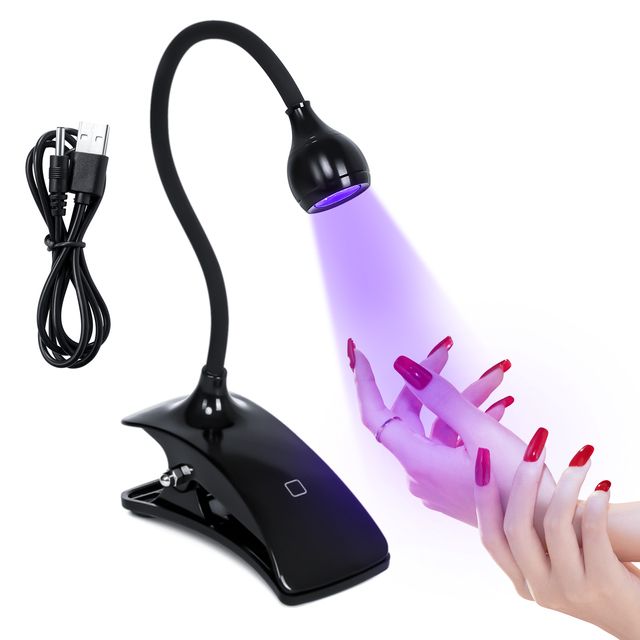 Luci per unghie a LED, lampada UV ultravioletta, mini flessibile, clip-on, scrivania, USB, gel per manicure e pedicure_voghion.com