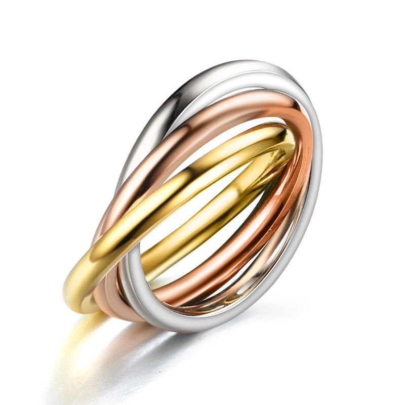 Klassischer Dreifachring Interlocked Hochzeitsschmuck Zubehör Mode Drei-in-Eins-Sets Edelstahlringe Frauen Geschenk_voghion.com