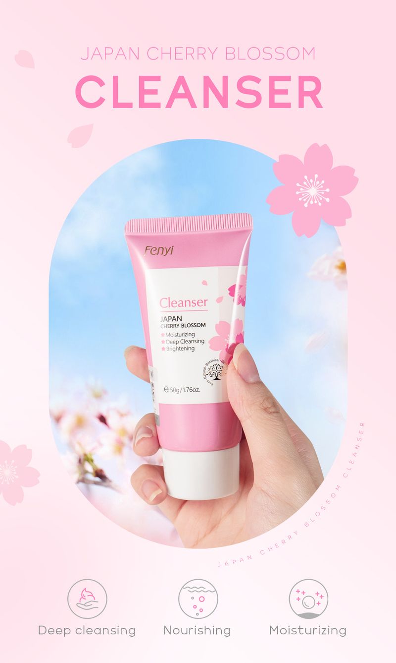 FENYI Japansk Sakura Ansiktsrengöring 50g Återfuktande Rengörande Porrengöring_voghion.com