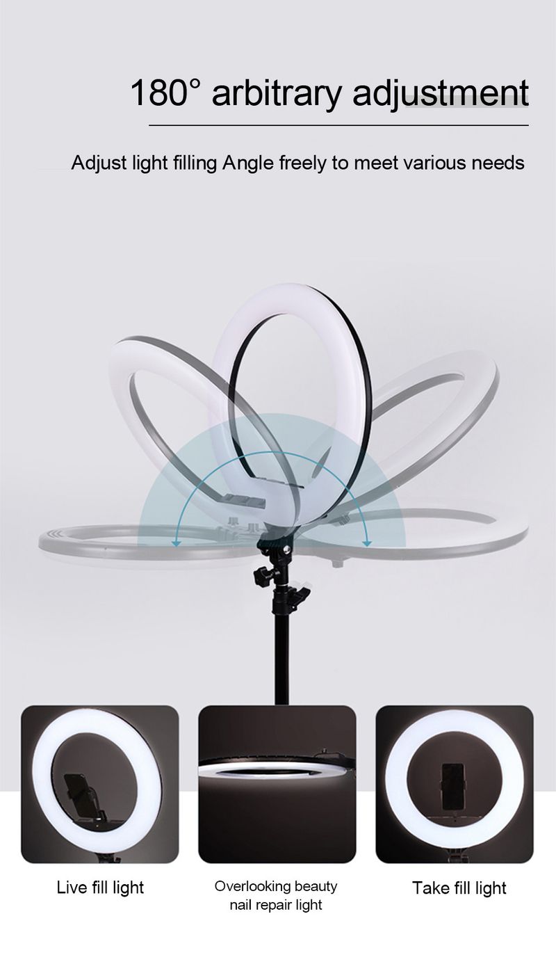 26cm Photo Ringlight Led Selfie Ring Light Phone Remote Control Lamp Photography Lighting With Tripod Stand Holder_voghion.com