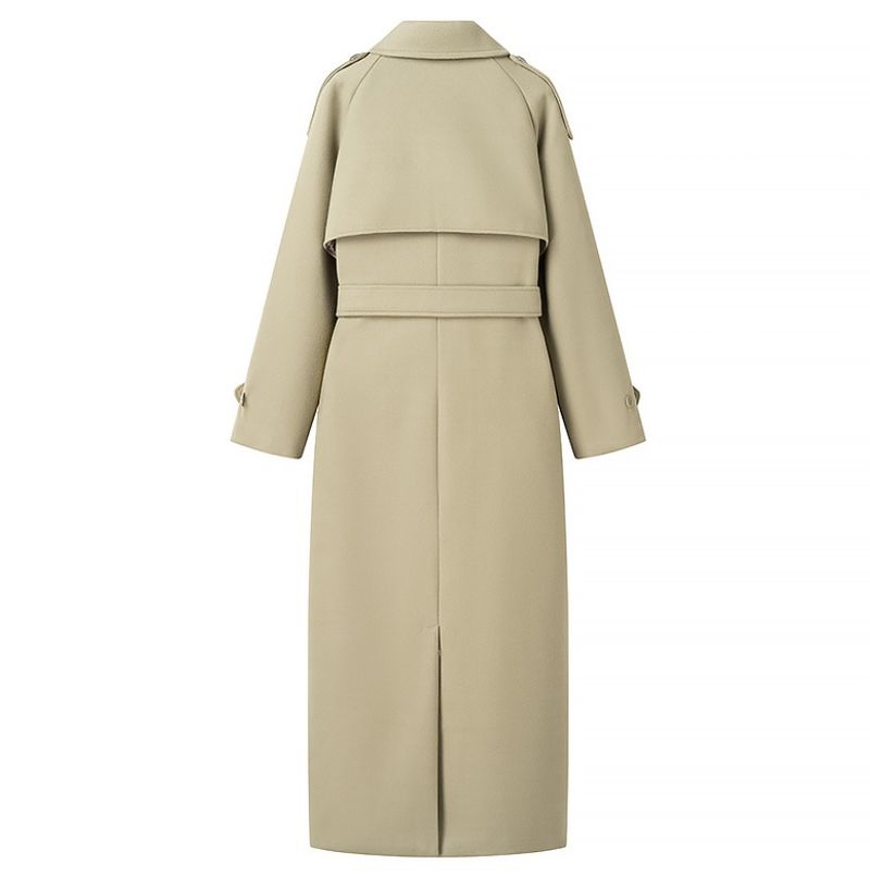 "Elegante cappotto lungo in lana da donna - Trench con cintura e collo a revers, vestibilità oversize, caldo capospalla invernale, elegante e comodo"_voghion.com