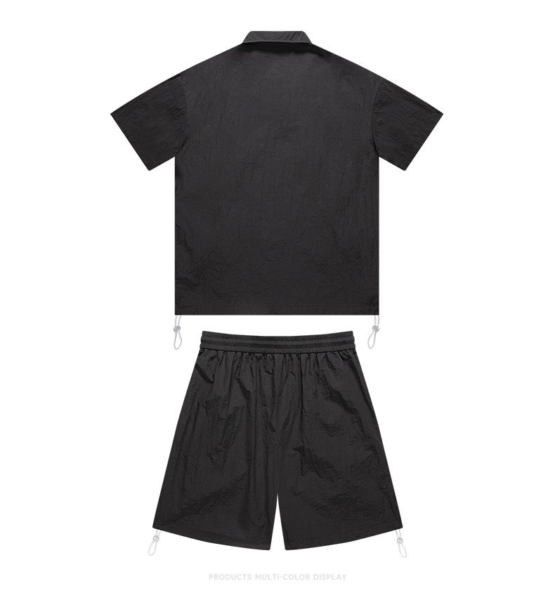 Costume de sport décontracté de style américain pour hommes, ensemble ample d'été pour couple, vêtements de travail tendance de marque, manches courtes, short deux pièces_voghion.com