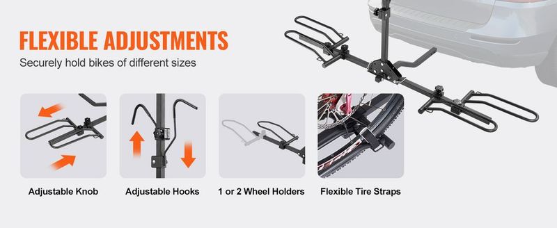 VEVOR 2-Bike Rack Hitch Mount Folding Carrier Car Truck SUV 1.25"/2" Receiver_voghion.com